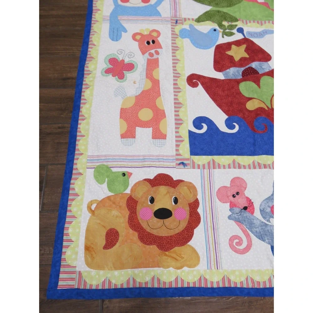 Noah's Ark Handmade Applique Patchwork Embroidered Throw‎ Blanket 52